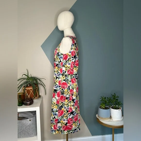 Talbots Size 12 Sleeveless Sheath Dress – Bold Floral Print, Cotton Blend - Picture 3 of 11